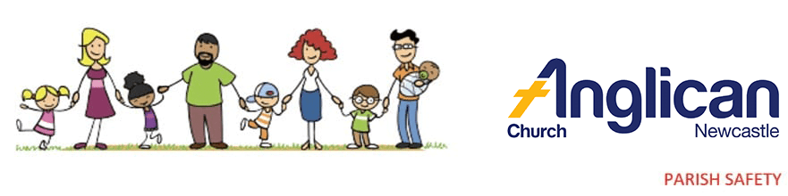 An illustration of families holding hands beside the Newcastle Anglican church logo